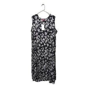 Woman Within Black & White Floral Sleeveless Maxi Dress, 1X, NWT